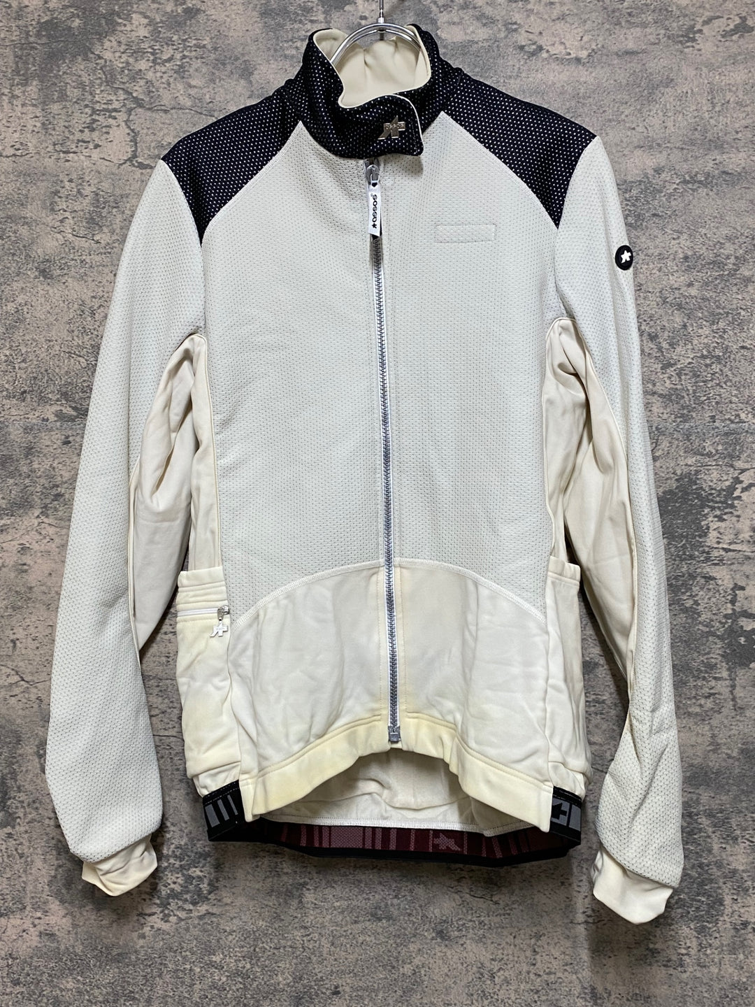 JQ186 アソス assos AIR BLOCK 851 長袖サイクルジャケット 白黒 M 裏起毛 黄ばみあり