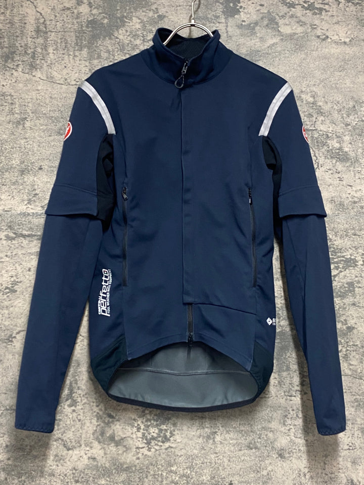 JZ100 カステリ CASTELLI ROSSO CORSA perfetto 長袖 サイクルジャケット 紺 XS GORE-TEX INFINIUM