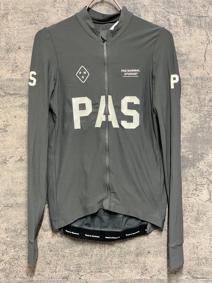 KA561 パスノーマルスタジオ PAS NORMAL STUDIOS MEN'S PAS LONG SLEEVE JERSEY 長袖 サイクルジャージ グレー L ※擦れ