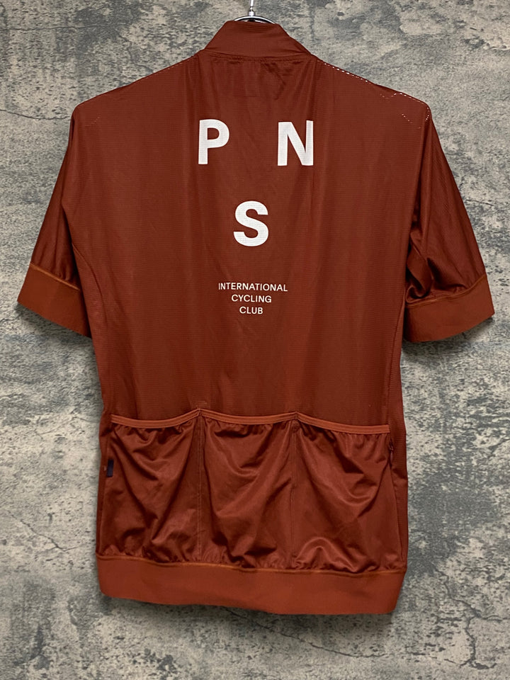 KA591 パスノーマルスタジオ PAS NORMAL STUDIOS MECHANISM JERSEY 半袖 サイクルジャージ ブラウン L ※ほつれ