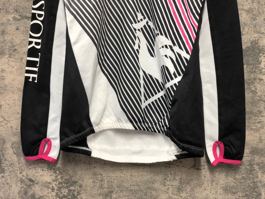 KJ899 ルコックスポルティフ le coq sportif 長袖 サイクルジャージ 白 黒 S