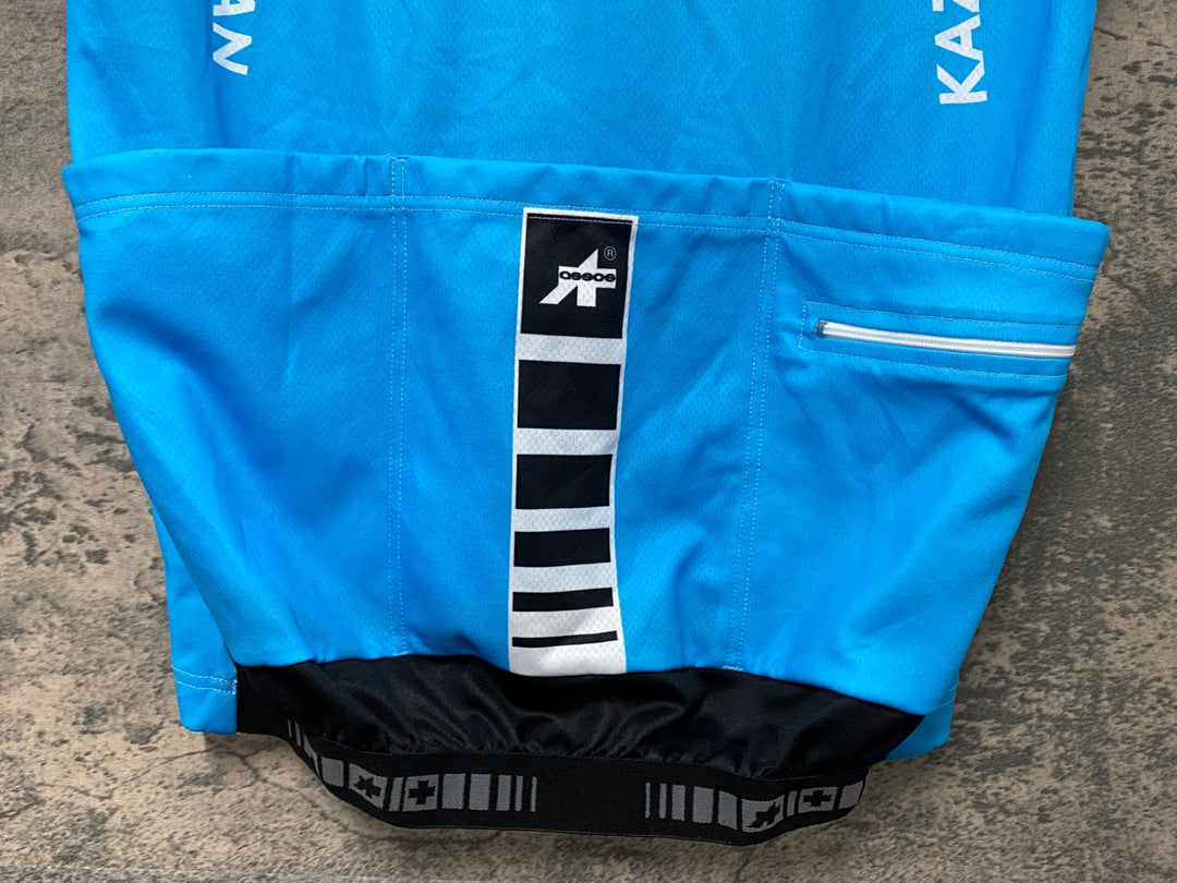 JH179 アソス ASSOS 半袖 サイクルジャージ 白 水 M KAZAKHSTAN