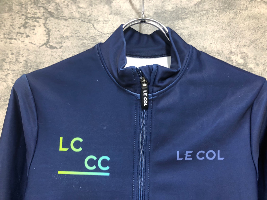 JE000 ルコル LE COL 長袖 防風 裏起毛 サイクルジャージ S ネイビー