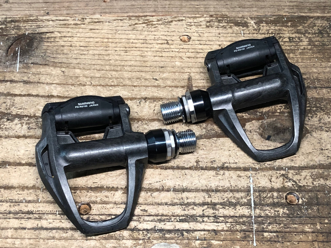 IV597 シマノ SHIMANO デュラエース DURA-ACE PD-R9100 ビンディングペダル SPD-SL ※左ペダルプレート剥がれ
