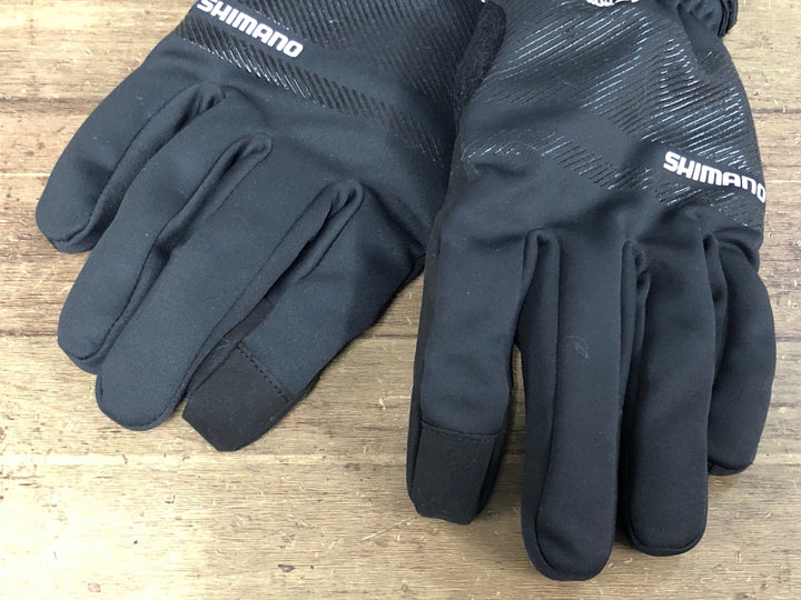 JK031 シマノ SHIMANO GORETEX 裏起毛 長指 サイクルグローブ 黒 M