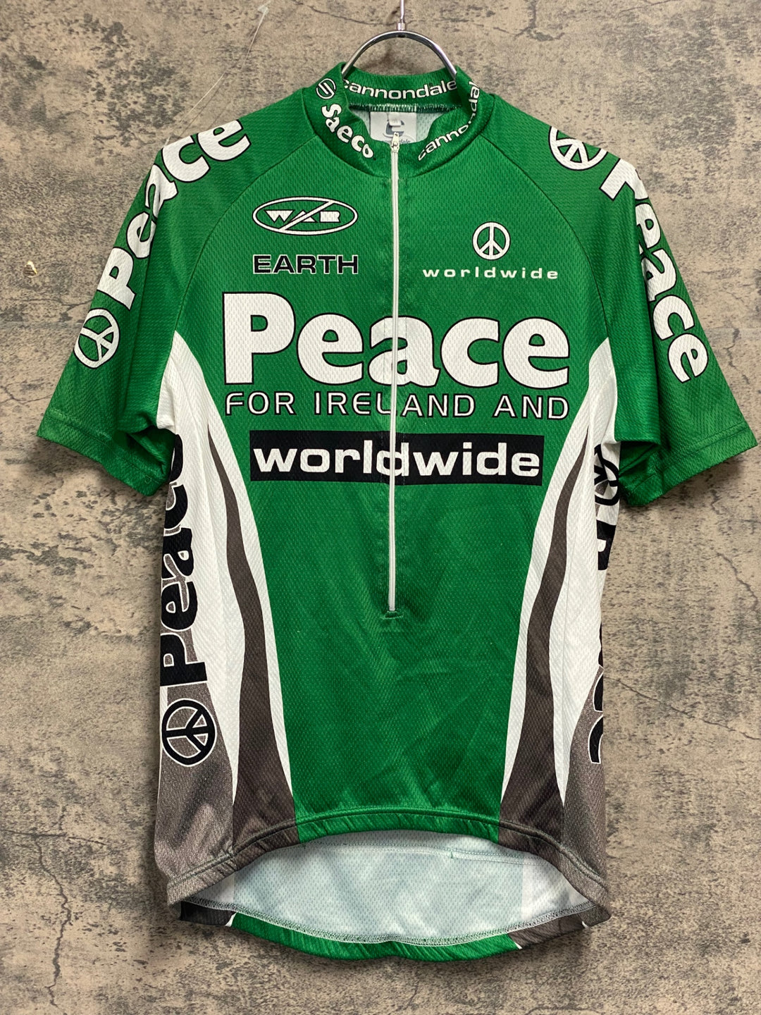 JU423 キャノンデール cannondale 半袖 サイクルジャージ 緑 M ハーフジップ