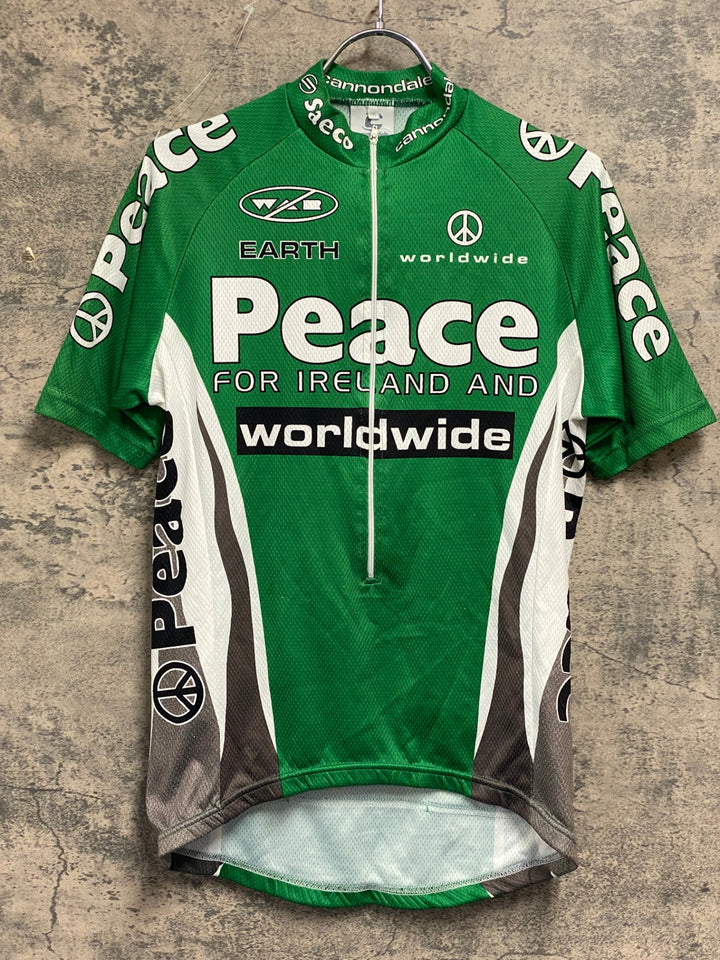 JU423 キャノンデール cannondale 半袖 サイクルジャージ 緑 M ハーフジップ