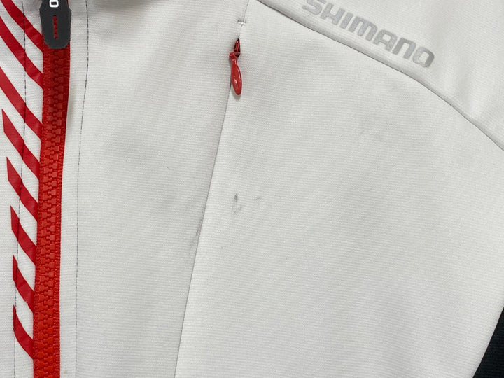 KC224 シマノ SHIMANO 長袖 サイクルジャケット 裏起毛 XL 白赤 ※汚れ