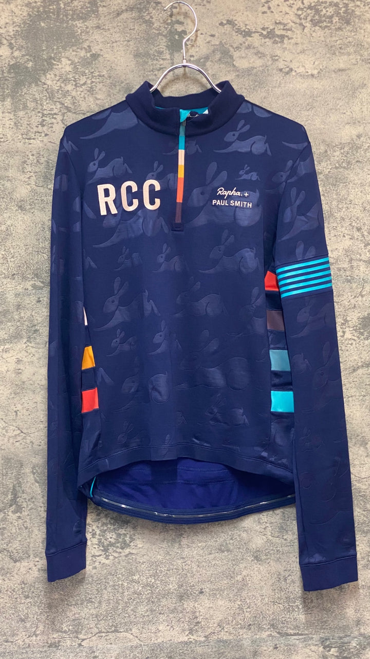 KJ013 ラファ Rapha RCC + PAUL SMITH CLASSIC LONG SLEEVE JERSEY 長袖 サイクルジャージ 濃紺 L