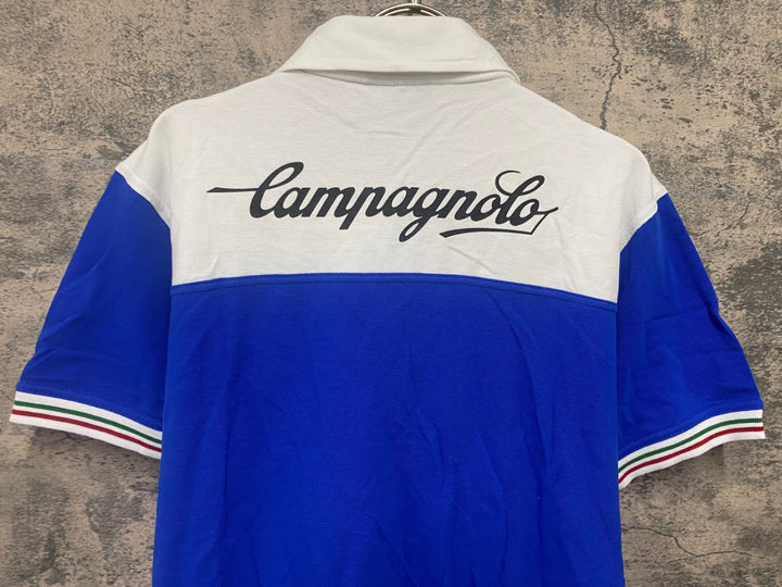 JO210 カンパニョーロ Campagnolo 半袖 ポロシャツ 白 青 XL