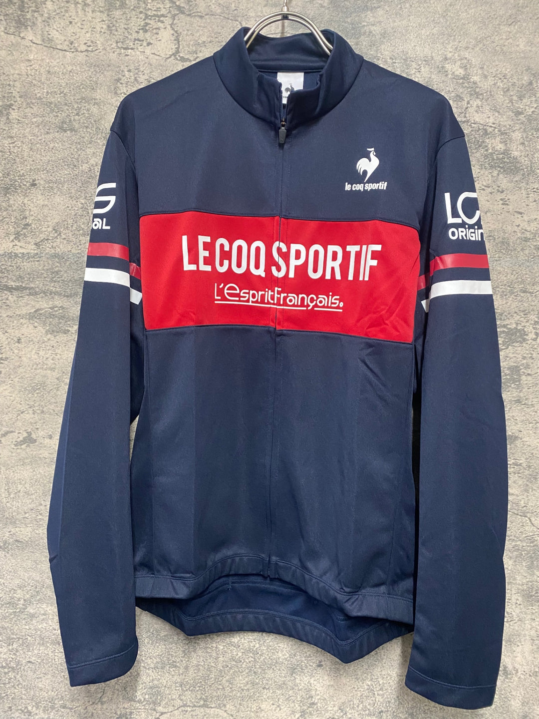 JG707 ルコックスポルティフ le coq sportif 長袖 サイクルジャージ 濃紺 赤 L 裏起毛