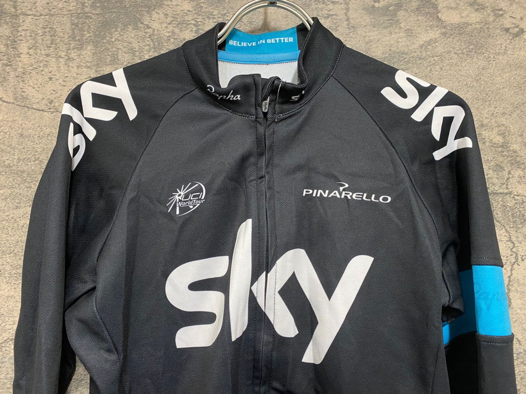 JR086 ラファ Rapha TEAM LONG SLEEVE SERSEY 長袖サイクルジャージ 黒 S 裏起毛