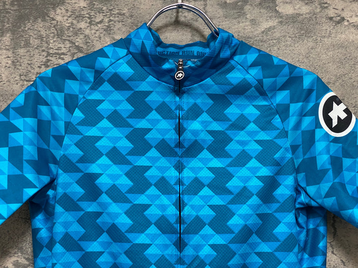 JL087 アソス assos DIAMOND CRAZY SS JERSEY 半袖 サイクルジャージ 水色 青 S