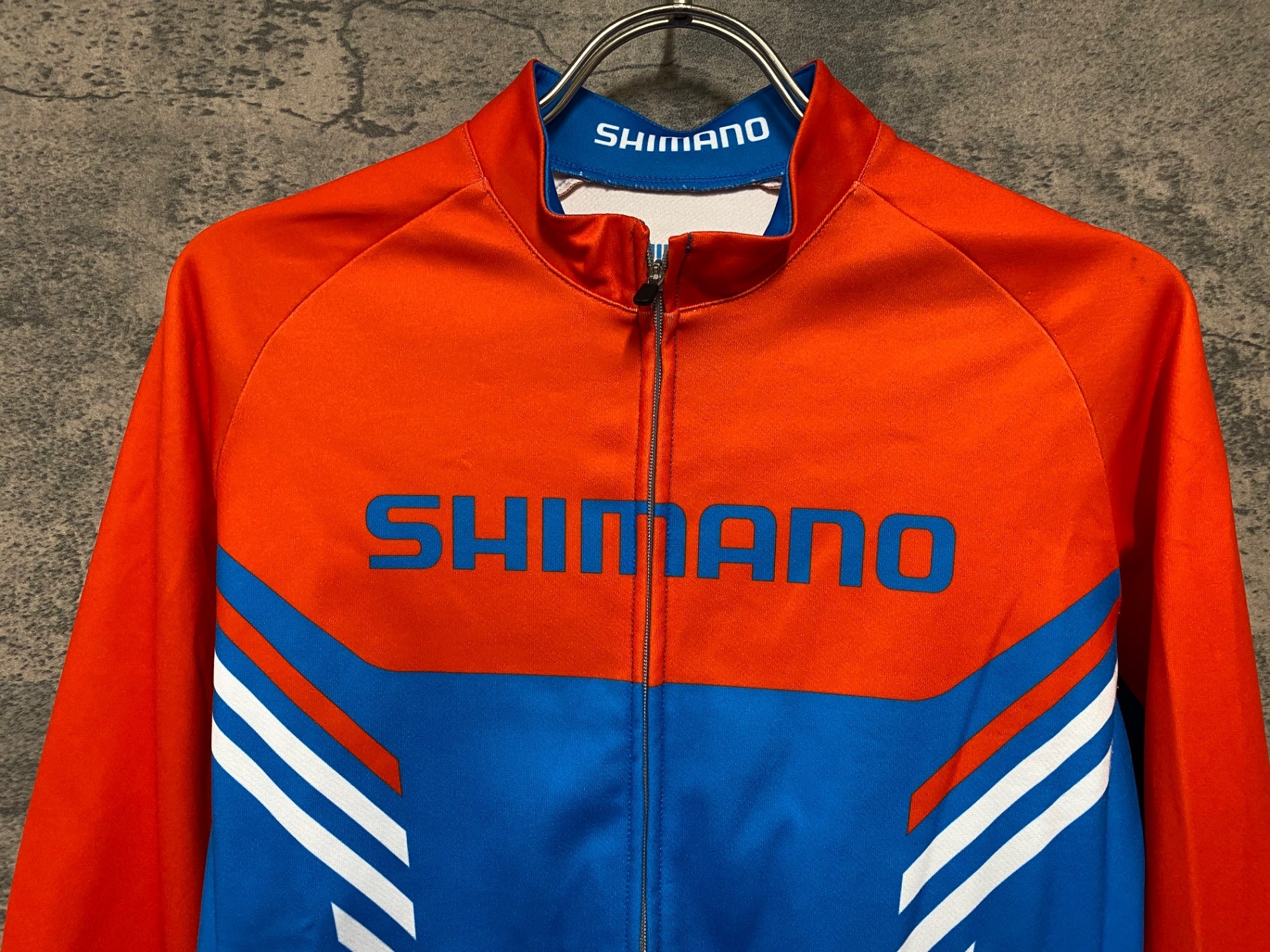 JH911 シマノ SHIMANO 長袖 サイクルジャージ 裏起毛 水色 オレンジ L