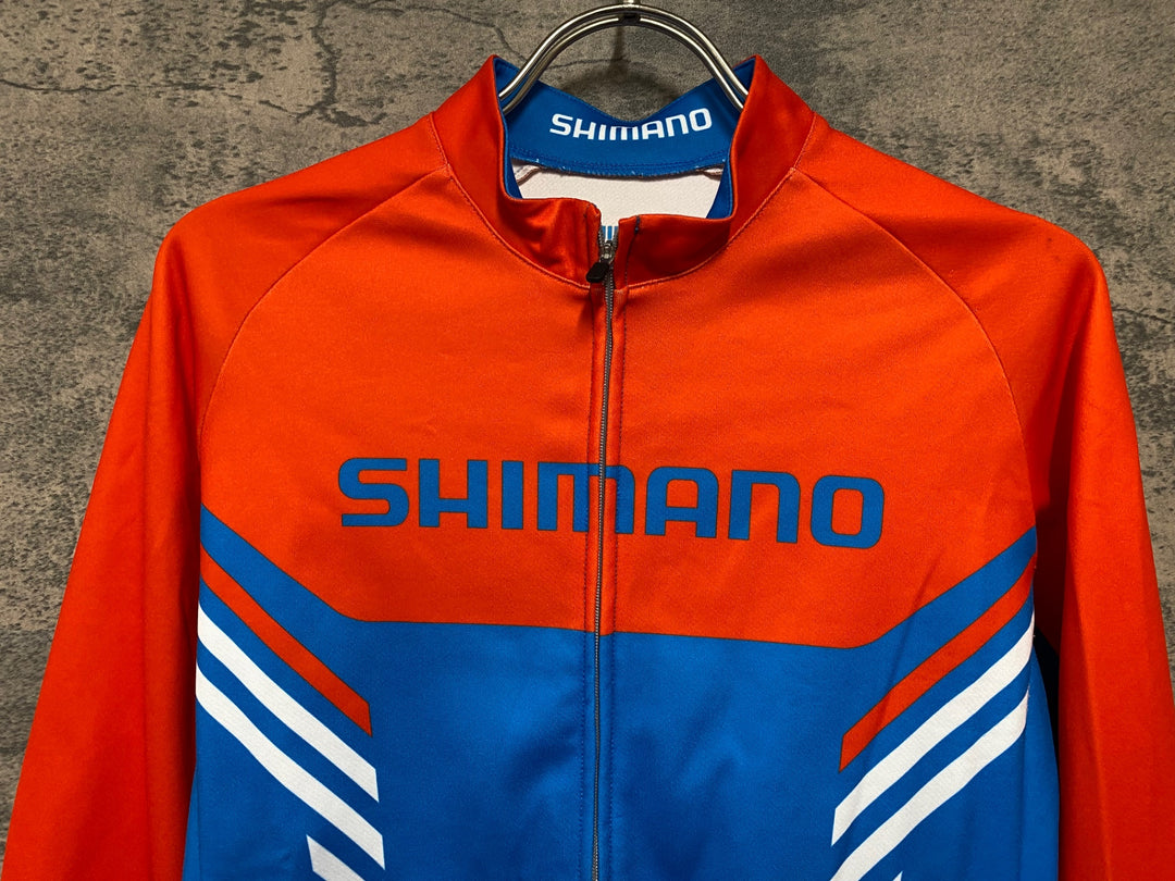 JH911 シマノ SHIMANO 長袖 サイクルジャージ 裏起毛 水色 オレンジ Lサイズ