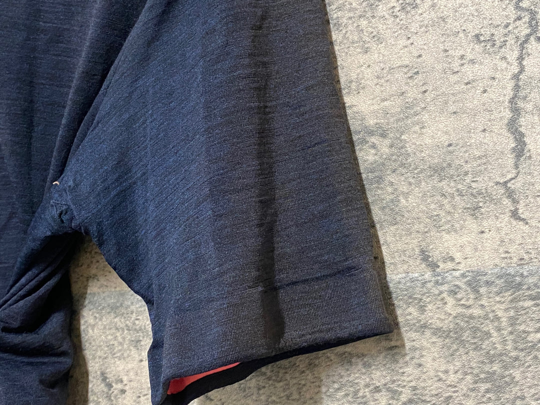 KC832 ラファ Rapha MERINO POLO 半袖 ポロシャツ 濃紺 XS ※一部変色