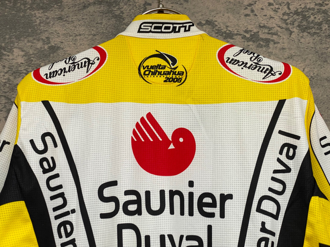 KG654 カステリ CASTELLI 半袖 サイクルジャージ 黄白 S ロゴ擦れ 汚れ