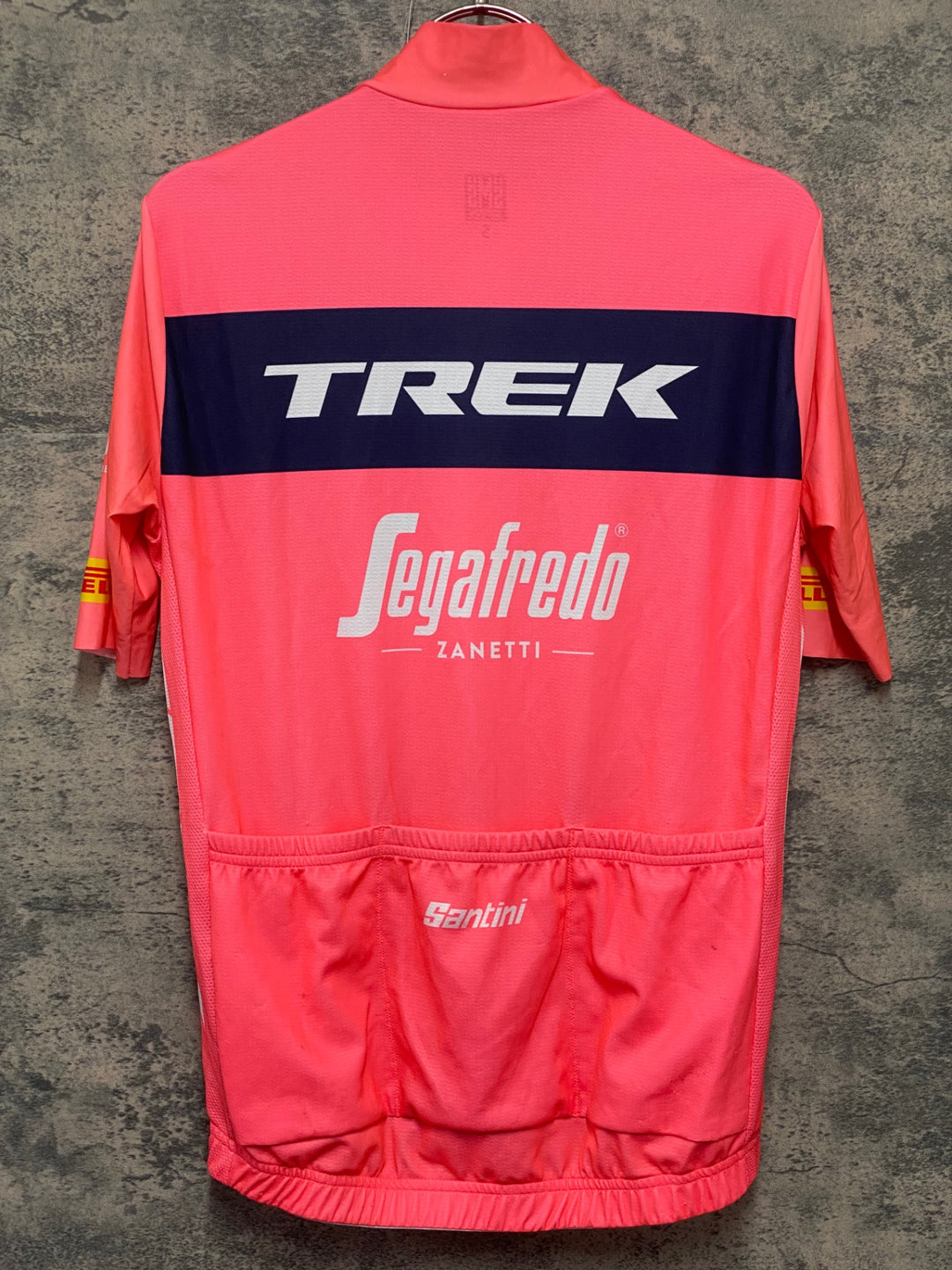 KL402 サンティーニ Santini 半袖 サイクルジャージ ピンク S TREK Segafredo ※汚れあり