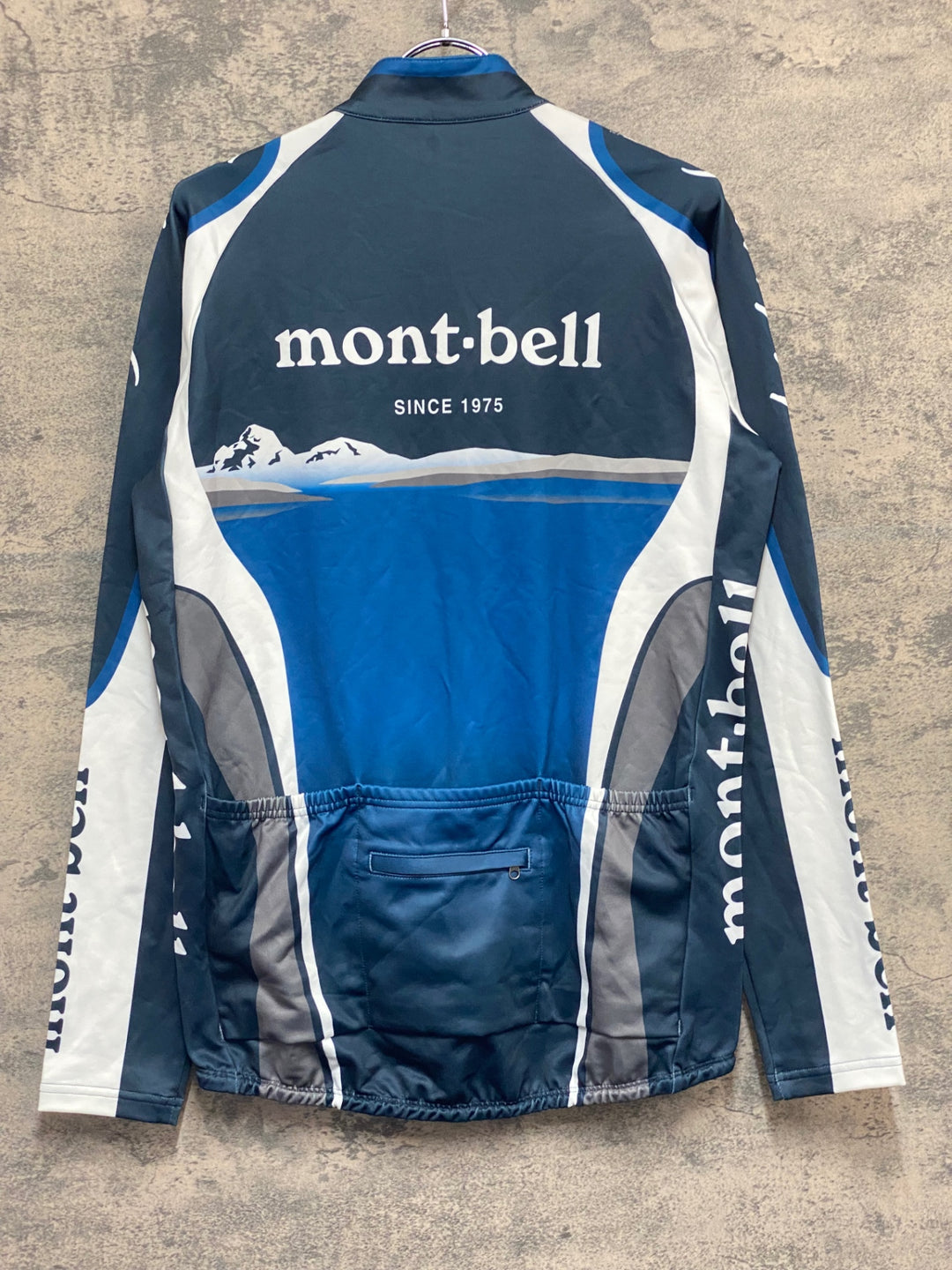 KN181 モンベル mont-bell 長袖 サイクルジャ―ジ 青 白 L 裏起毛