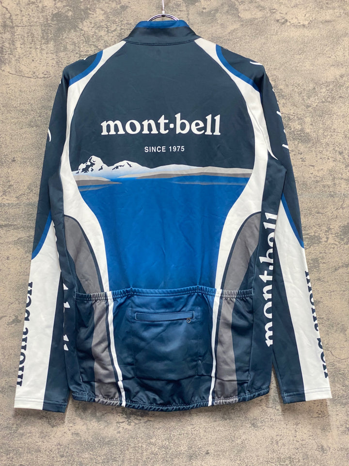 KN181 モンベル mont-bell 長袖 サイクルジャ―ジ 青 白 L 裏起毛