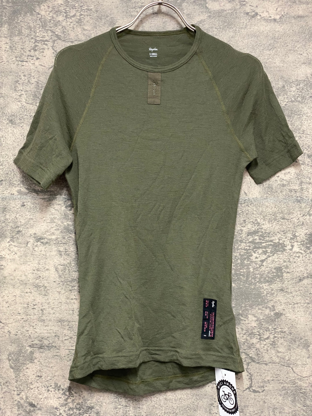 KM409 ラファ Rapha MERINO BASE LAYER - SHORT SLEEVE 半袖 ベースレイヤー カーキ XS