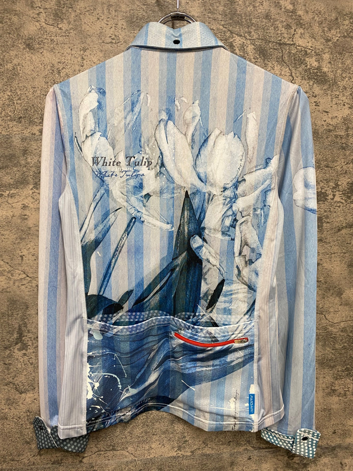JT781 パンダーニ PANDANI 長袖 サイクルジャージ 白 水色 M