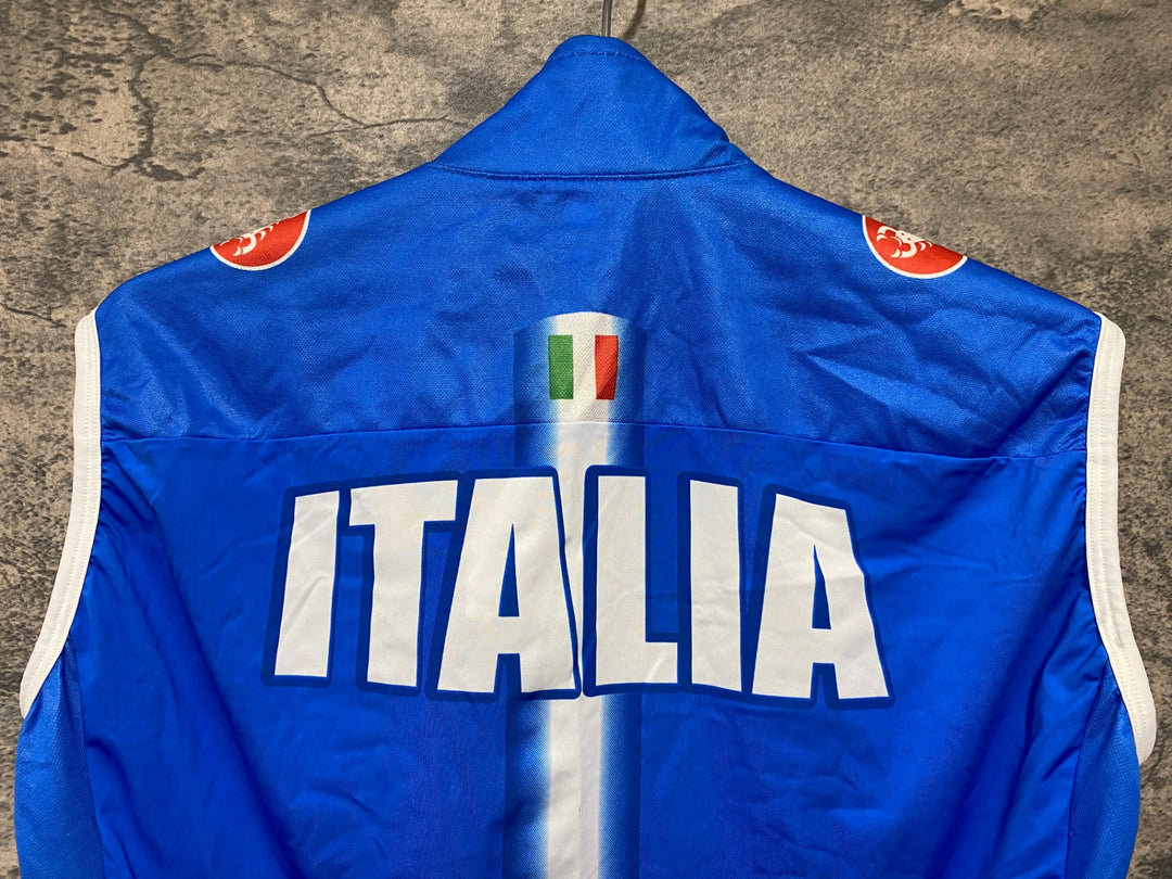 JH959 カステリ CASTELLI ROSSO CORSA サイクルベスト ジレ 青 M