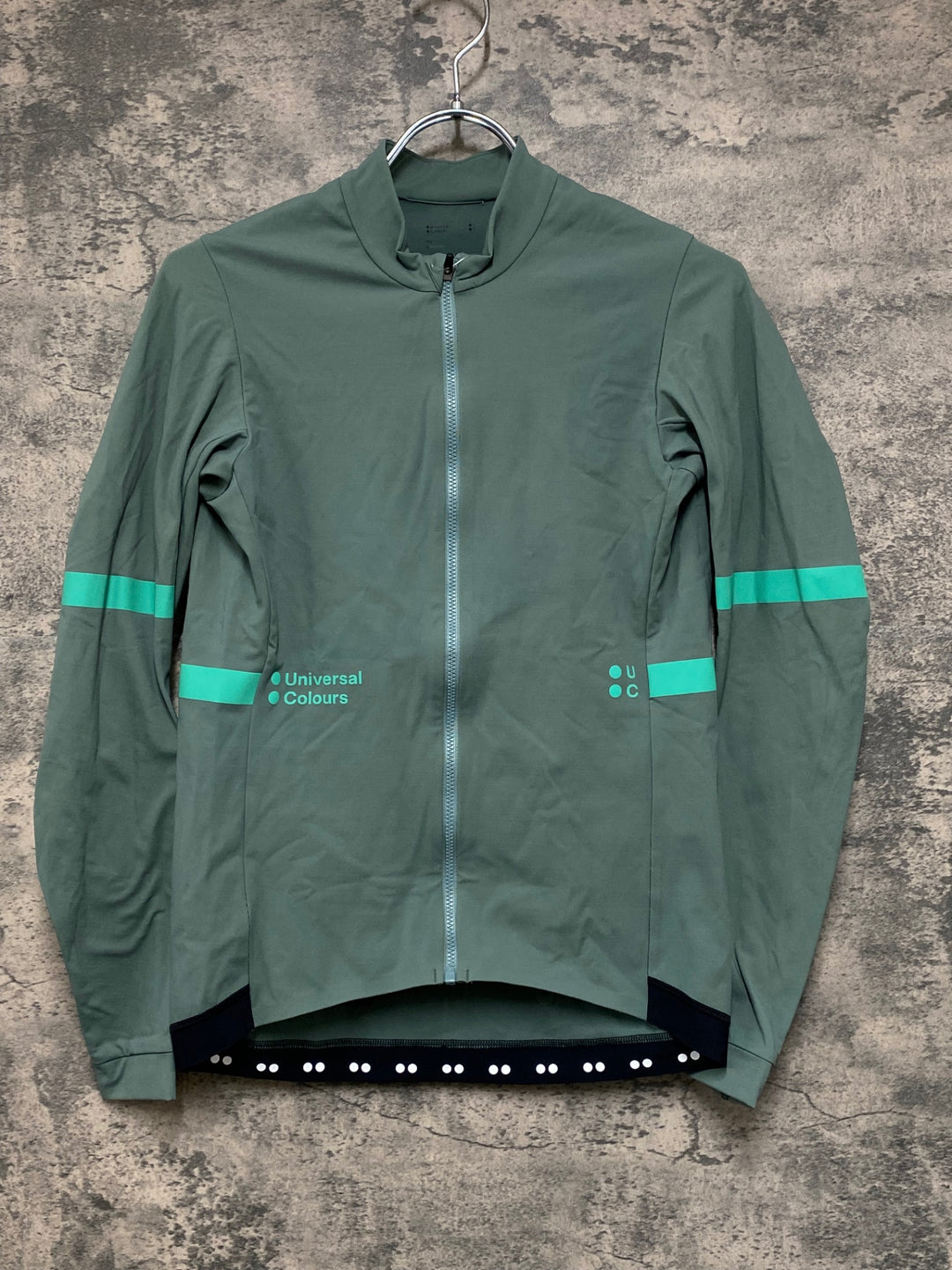 JV331 ユニバーサルカラーズ universal colors Mono long sleeve jersey 長袖サイクルジャージ 緑 MENS S 裏起毛