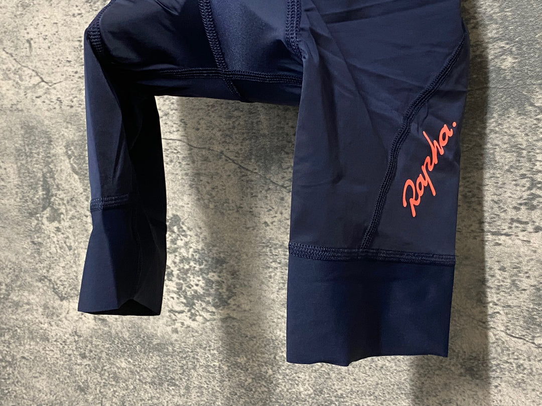 JE266 ラファ Rapha SOUPLESSE FLYWEIGHT BIB SHORTS ビブショーツ ダークネイビー オレンジ レディース XXS