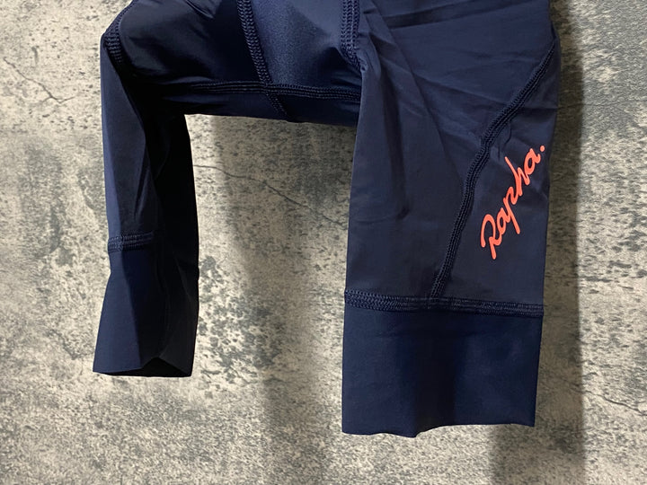 JE266 ラファ Rapha SOUPLESSE FLYWEIGHT BIB SHORTS ビブショーツ ダークネイビー オレンジ レディース XXS