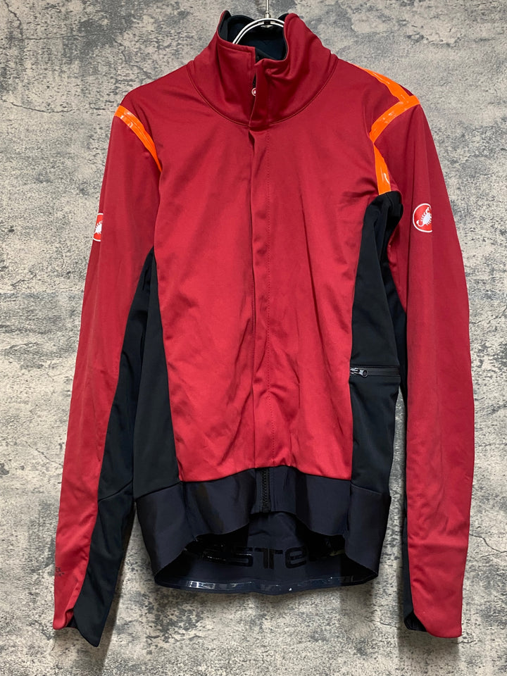 JQ911 カステリ CASTELLI ROSSO CORSA ALPHA RoS 2 JACKET 長袖 サイクルジャケット 赤 M 裏起毛