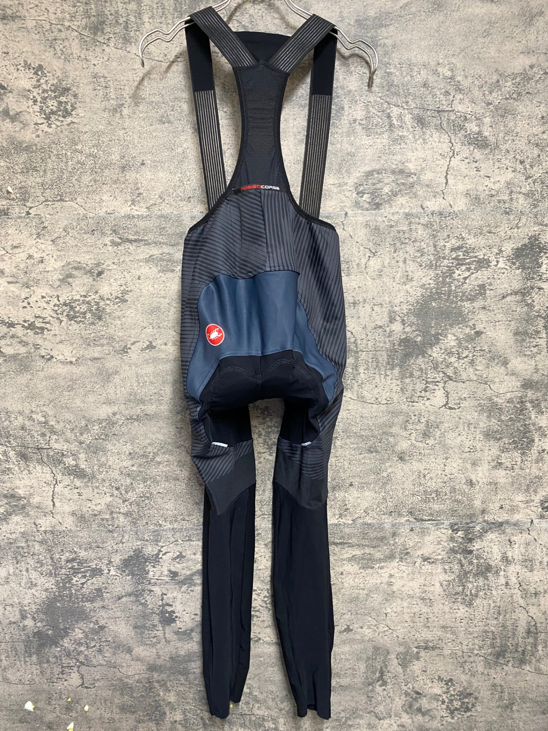 KE154 カステリ CASTELLI ロッソコルサ ROSSO CORSA RAIN OR SHINE ビブタイツ 黒 XL 裏起毛