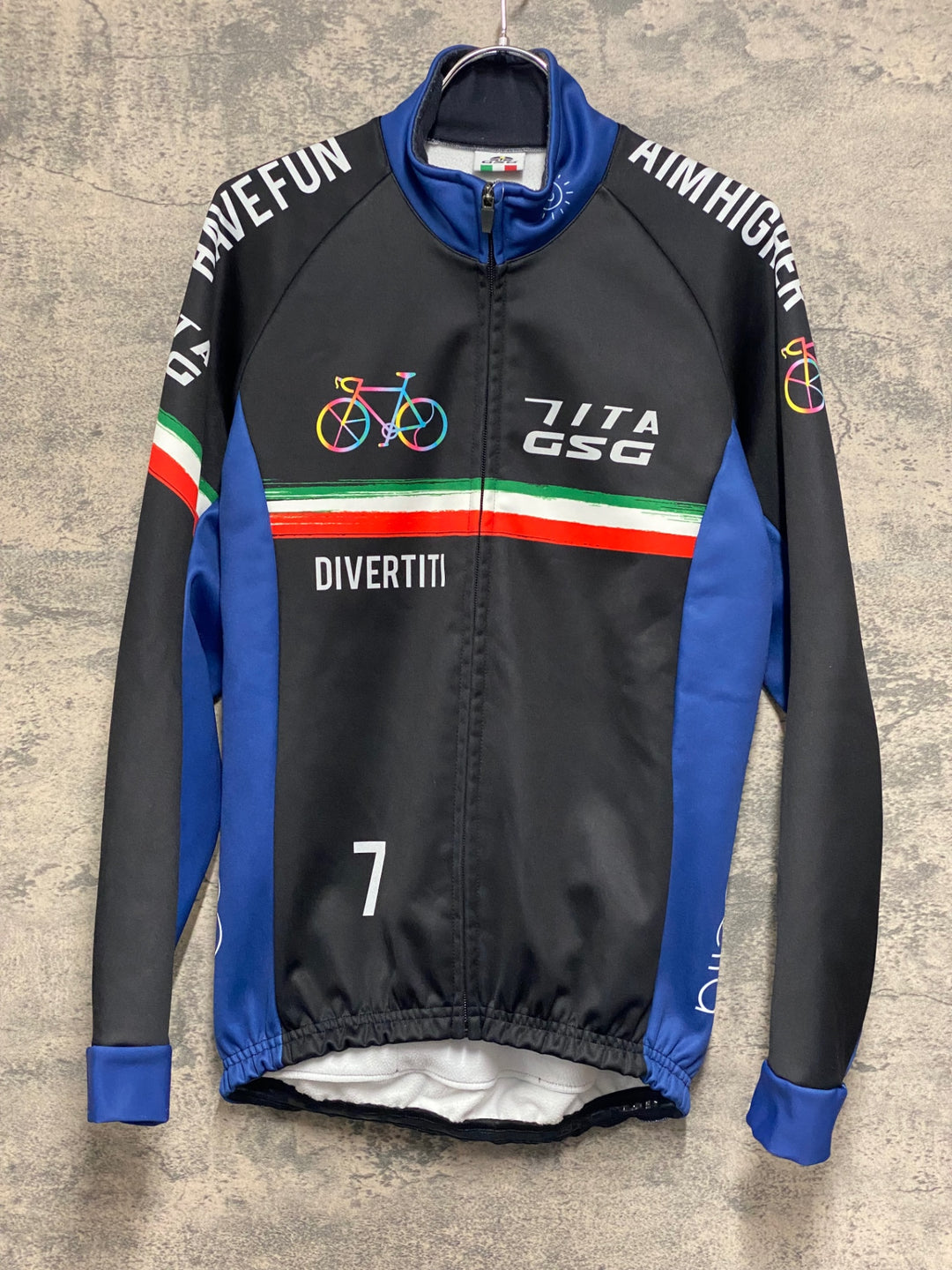 JV932 ジェッセージ GSG 長袖 サイクルジャージ L 黒 紺 裏起毛