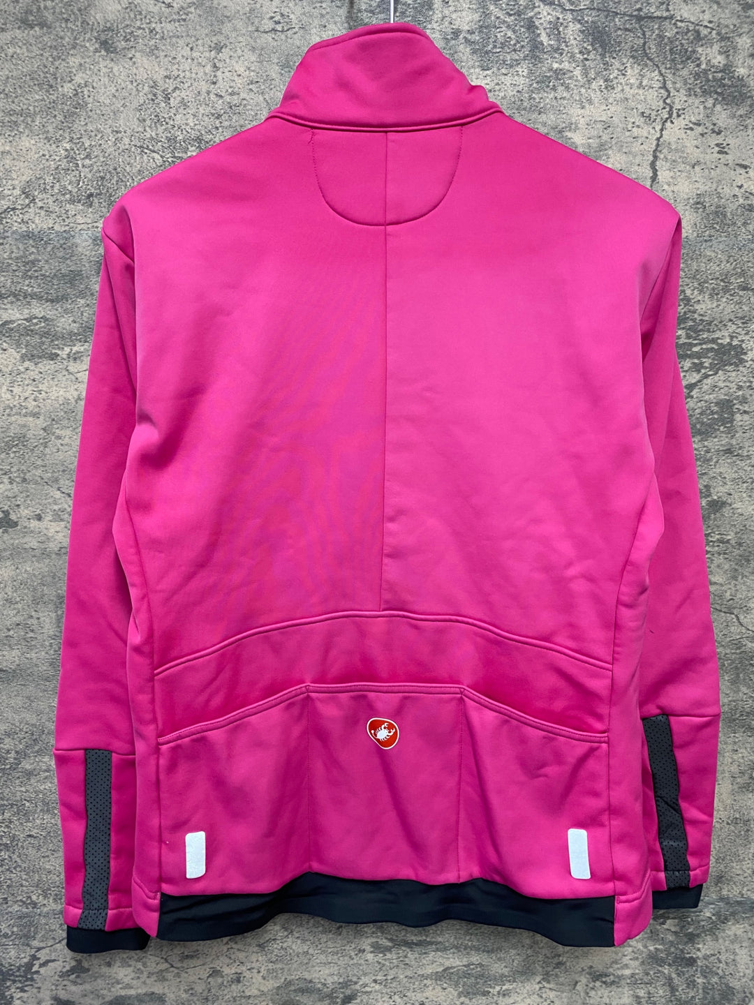 JK843 カステリ castelli 長袖サイクルジャケット ピンク L 裏起毛 GORE WIND STOPPER 汚れアリ