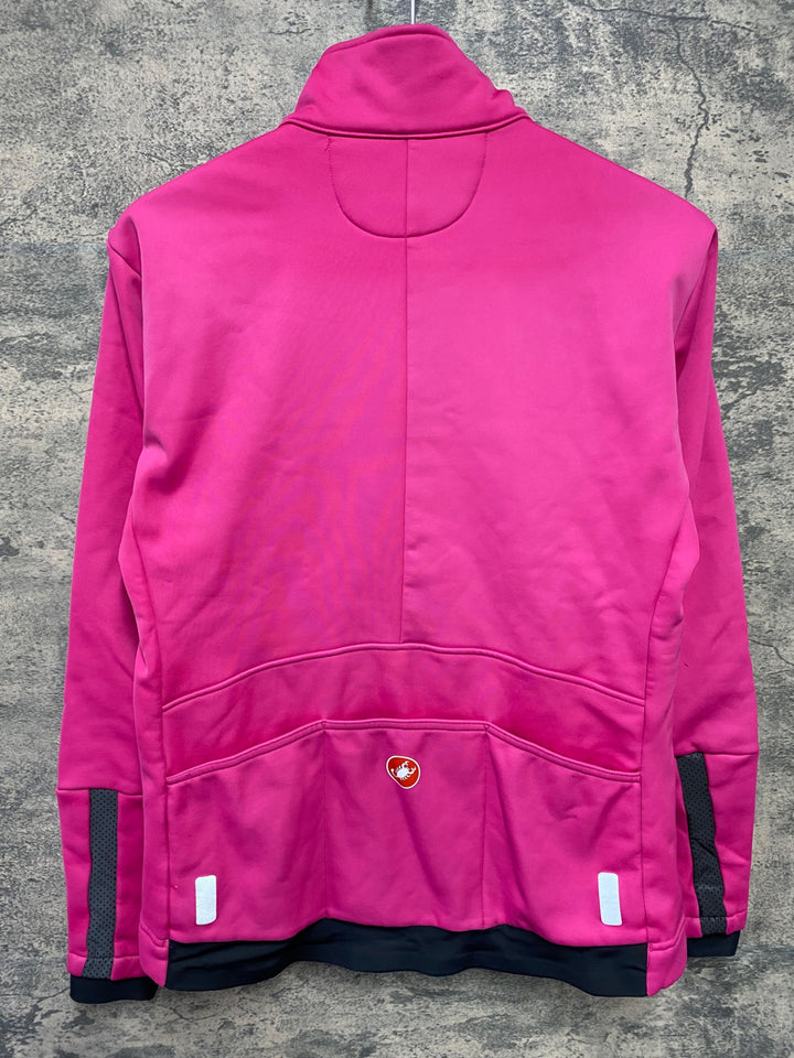 JK843 カステリ castelli 長袖サイクルジャケット ピンク L 裏起毛 GORE WIND STOPPER 汚れアリ