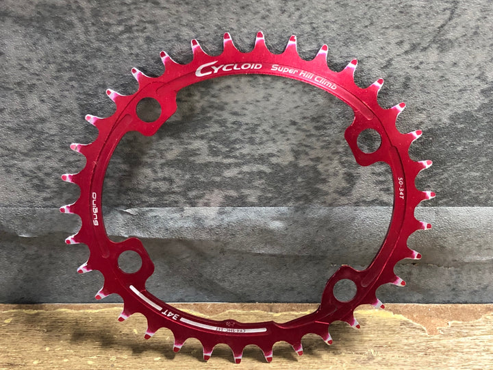 KM297 スギノ SUGINO サイクロイド Cycloid Super Hill Climb CY4-SHC 楕円 インナーチェーンリング 34T PCD110 赤