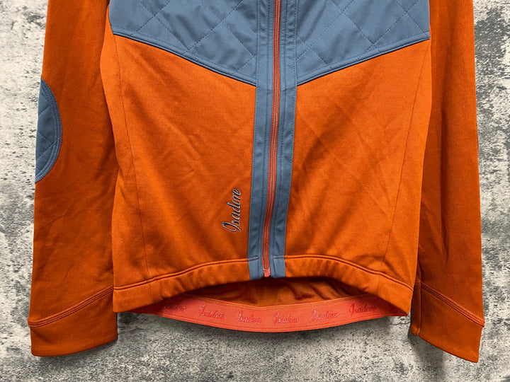 JV355 イザドア Isadore Signature Shield Long Sleeve Jersey 長袖サイクルジャージ オレンジ グレー M ほつれ レディース