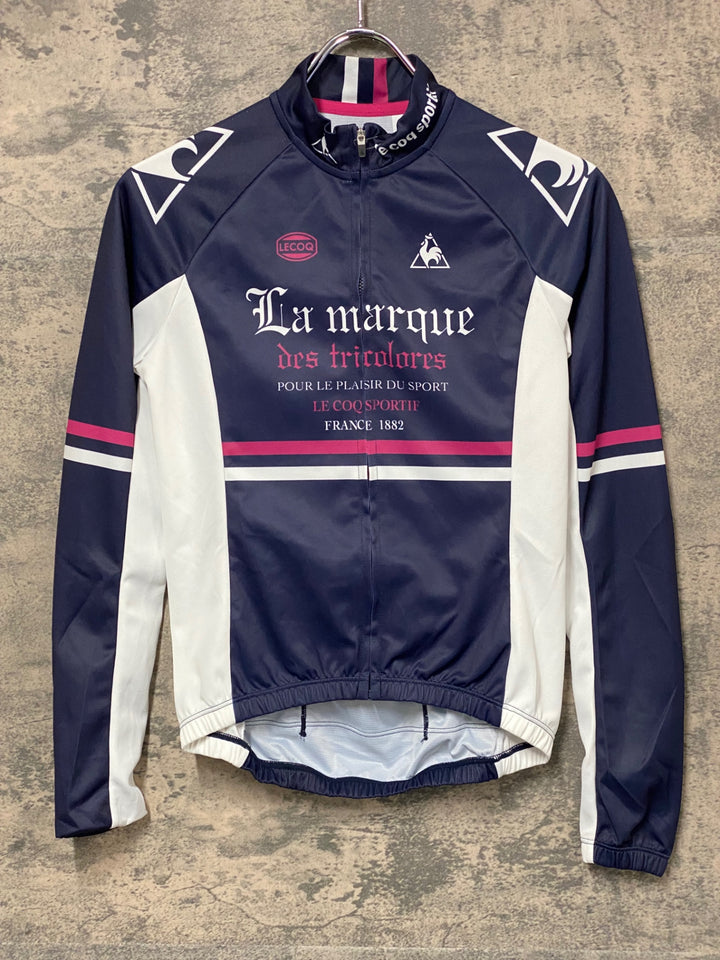 JT496 ルコックスポルティフ le coq sportif 長袖 サイクルジャージ 紺 M