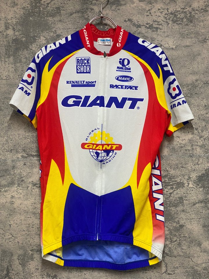 KH059 パールイズミ PEARL iZUMi GIANT 半袖 サイクルジャージ 白 青 L