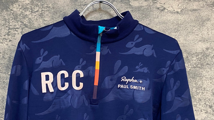 KJ013 ラファ Rapha RCC + PAUL SMITH CLASSIC LONG SLEEVE JERSEY 長袖 サイクルジャージ 濃紺 L