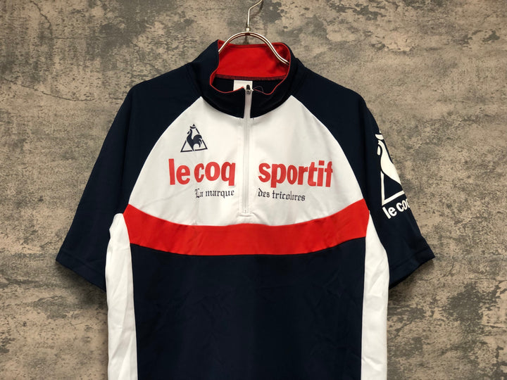 KK452 ルコックスポルティフ le coq sportif 半袖 サイクルジャージ 紺 O