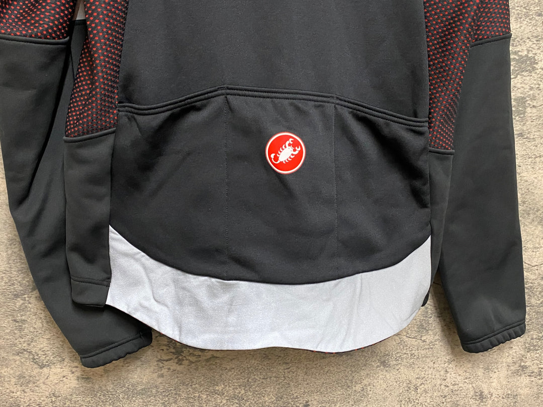 JS027 カステリ CASTELLI ソフトシェル 長袖 サイクルジャケット 黒 リフレクト L 裏起毛
