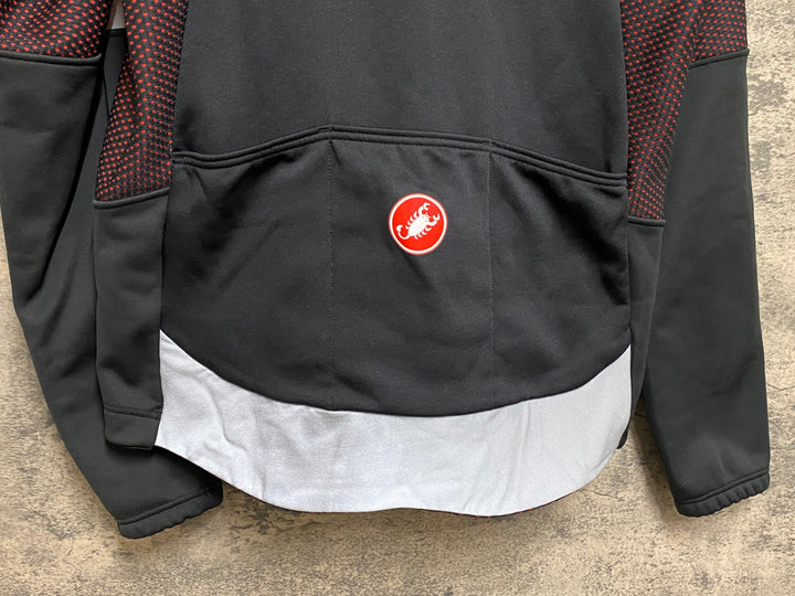 JS027 カステリ CASTELLI ソフトシェル 長袖 サイクルジャケット 黒 リフレクト L 裏起毛