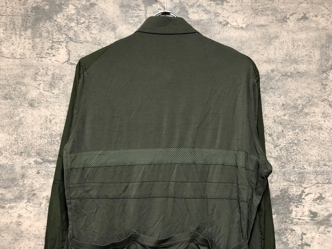 KL770 ラファ Rapha LONG SLEEVE BREVET WINDBLOCK JERSEY 長袖 サイクルジャージ カーキ XL ※擦れ