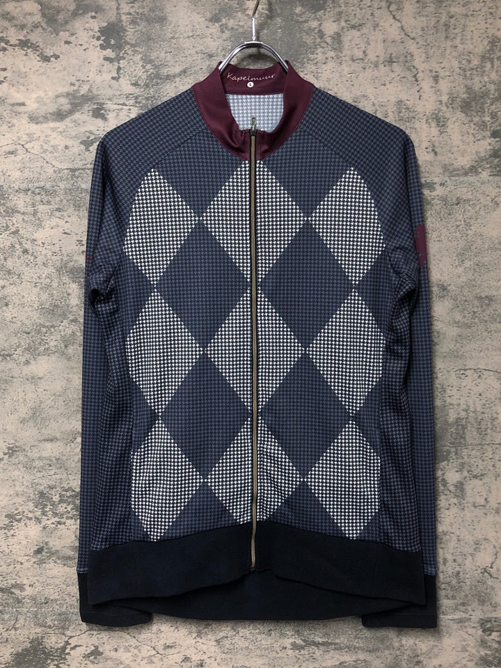 JU063 カペルミュール KAPELMUUR 長袖 サイクルジャージ グレー 白 千鳥柄 L