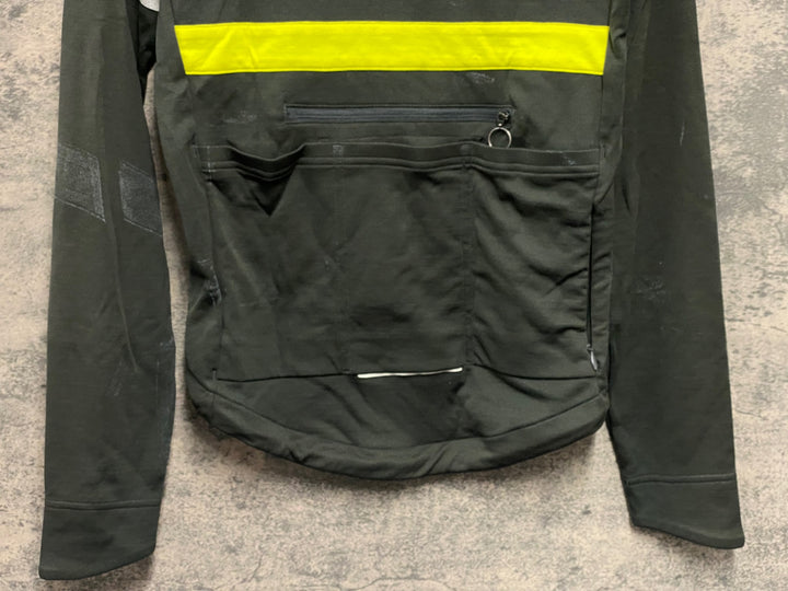 JV236 ラファ Rapha LONG SLEEVE BREVET JERSEY 長袖 サイクルジャージ オリーブ S ※反射部劣化,汚れ