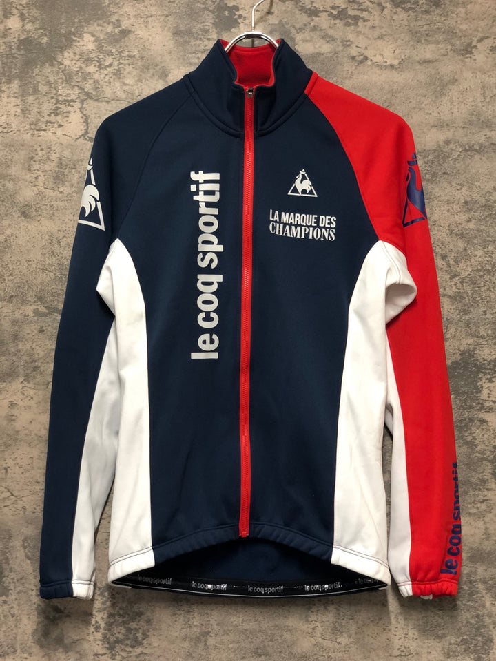 KN788 ルコックスポルティフ le coq sportif 裏起毛 サイクルジャケット 紺白 L