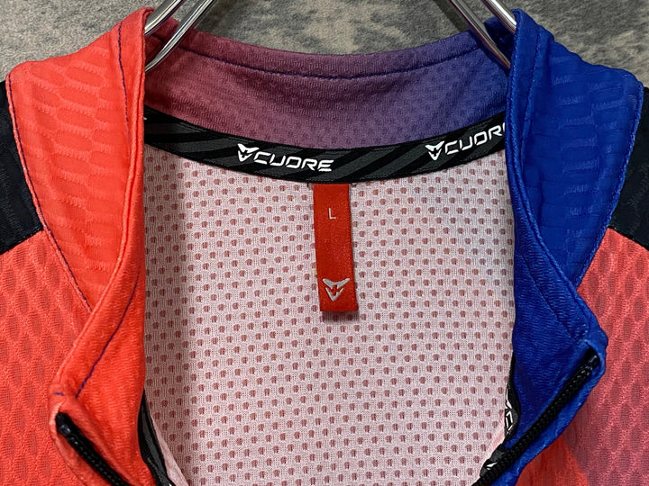 KN631 クオーレ CUORE 半袖 サイクルジャージ 赤青黒 L