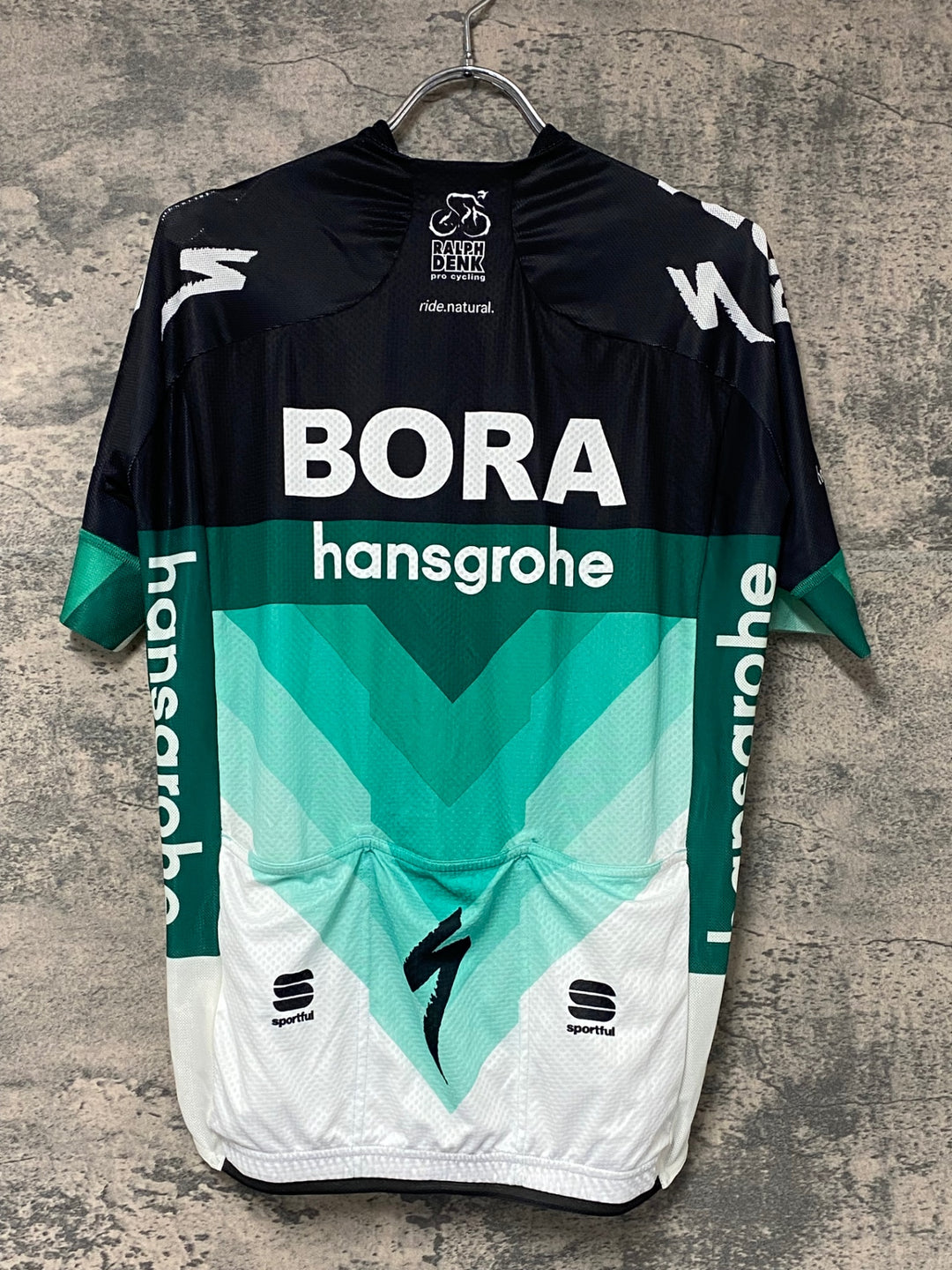 KJ811 スポーツフル sportful 半袖 サイクルジャージ 黒 緑 L BORA hansgrohe