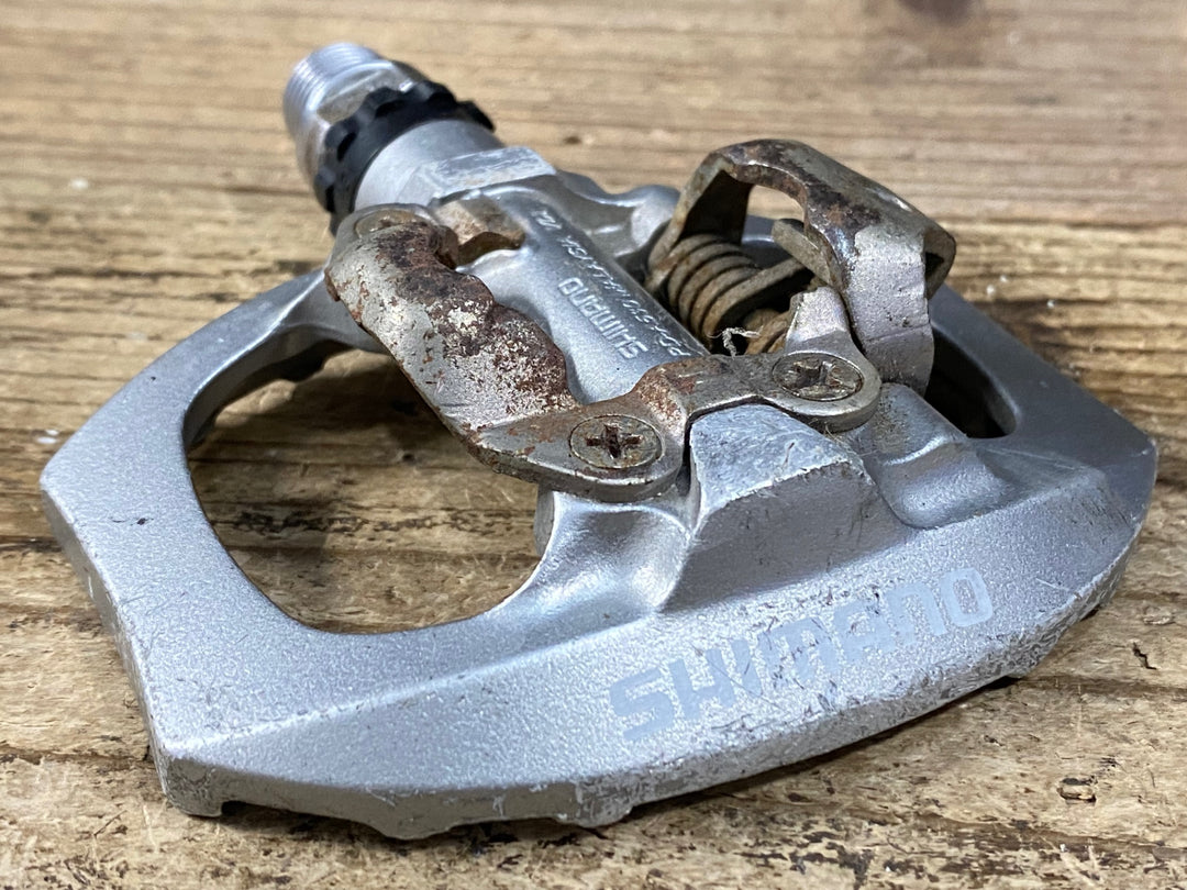JW869 シマノ SHIMANO PD-A530 ビンディングペダル 片面フラット シルバー SPD ※錆あり